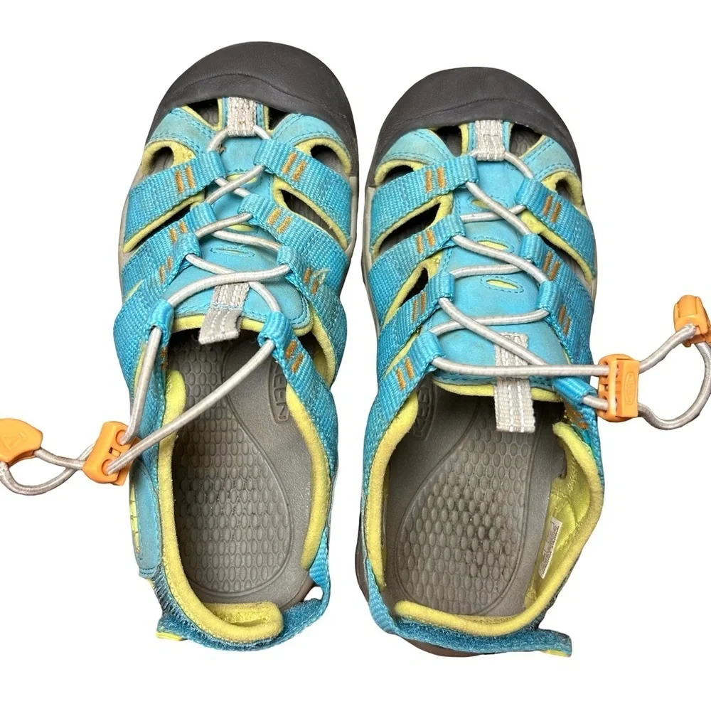 Keen Kids’ Newport Boundless Sandals – Size 2, Blue Atoll/Green